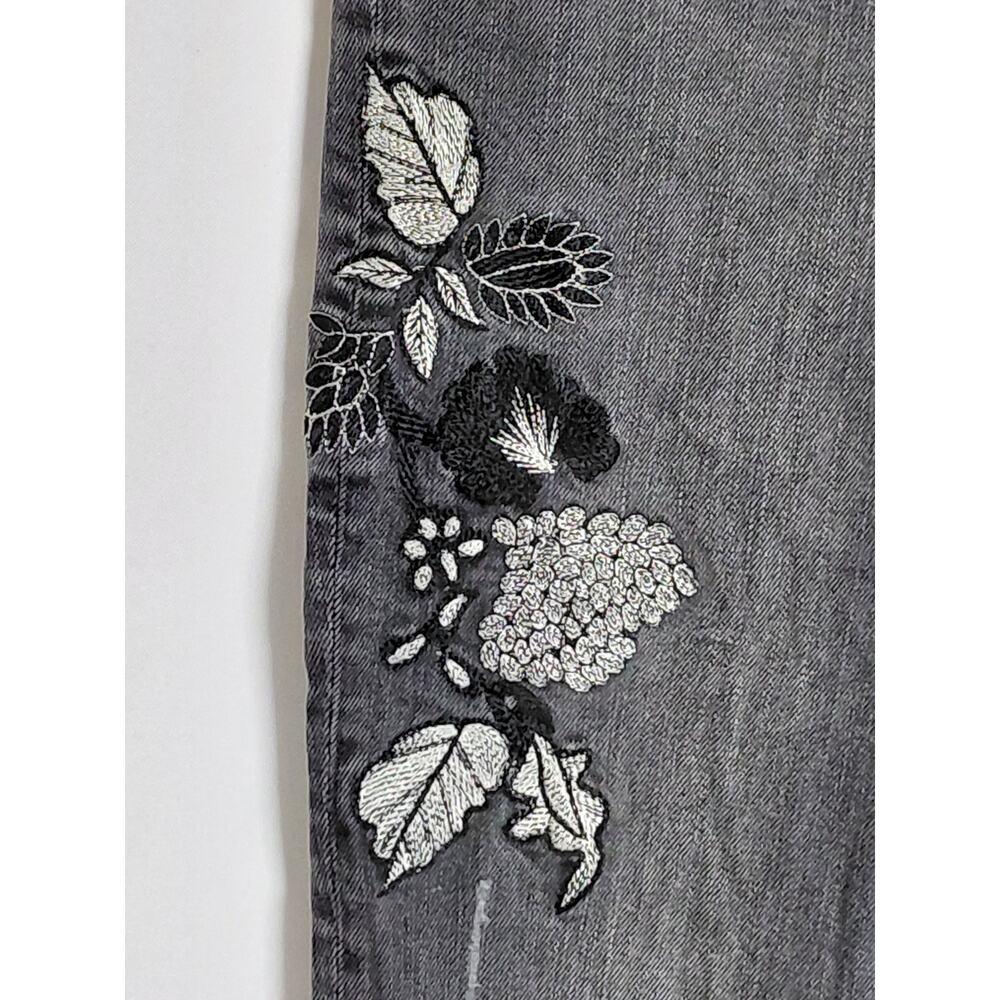 ZARA Trafaluc Embroidered Jeans Black Denim Size 4 - Picture 3 of 10